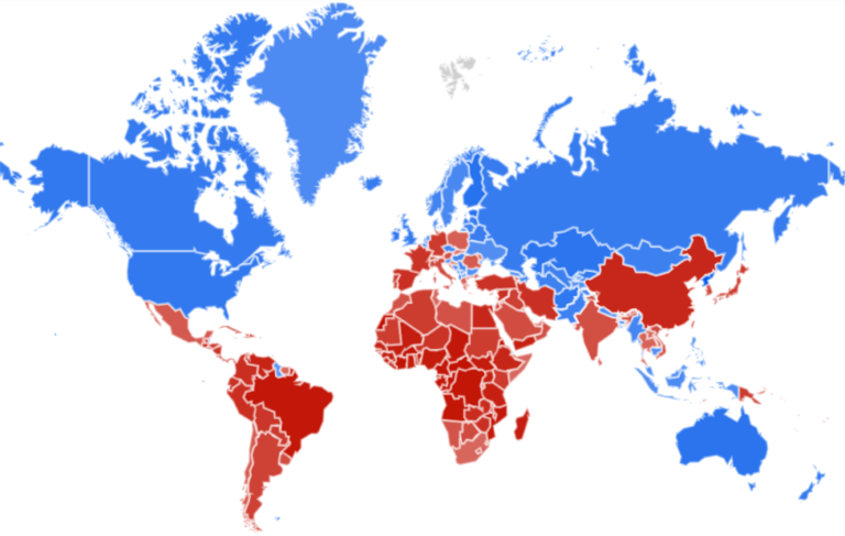 Map : Countries in which memes are most popular (Blue) Vs Jesus (Red ...