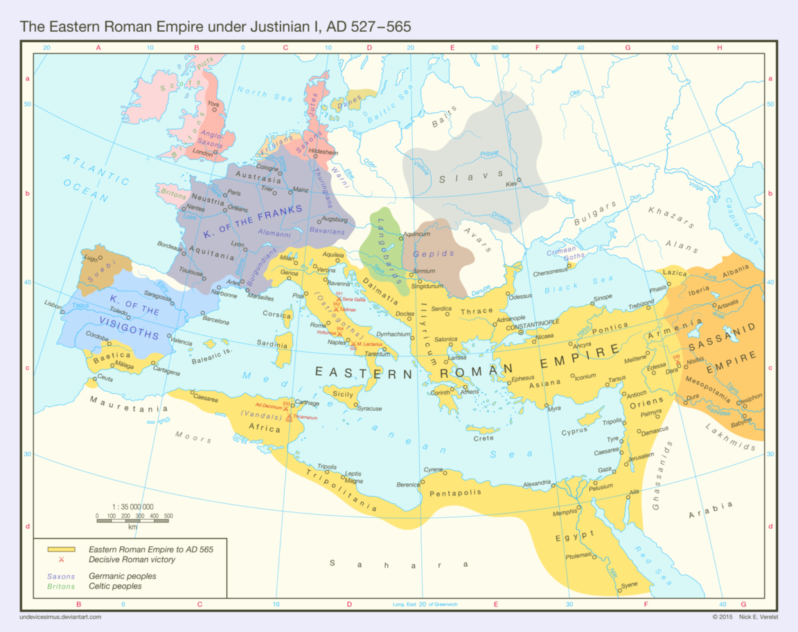 Map : Eastern Roman Empire 527-565 AD - Infographic.tv - Number one ...