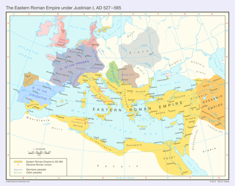 Map : Eastern Roman Empire 527-565 AD - Infographic.tv - Number one