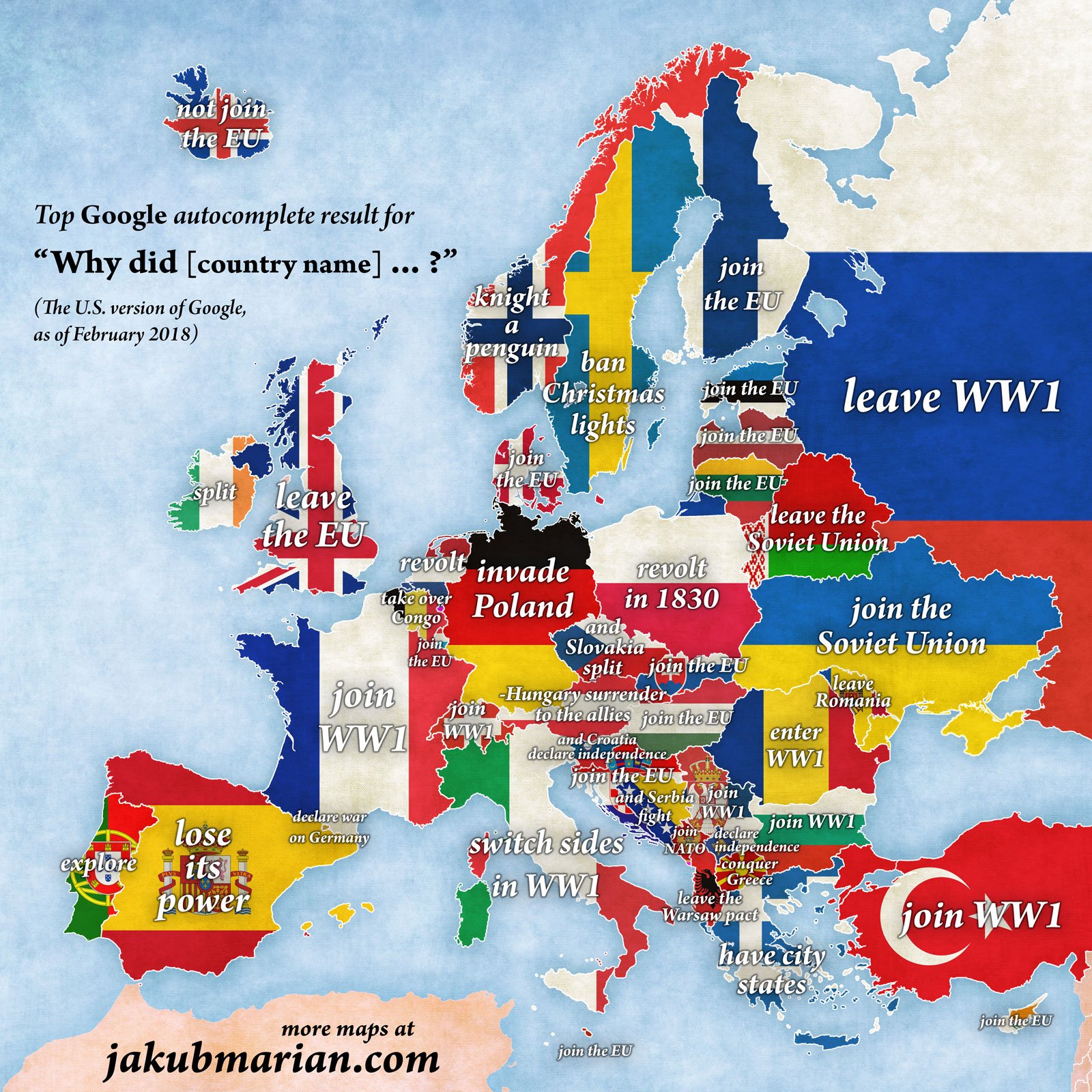 Google карта на европа