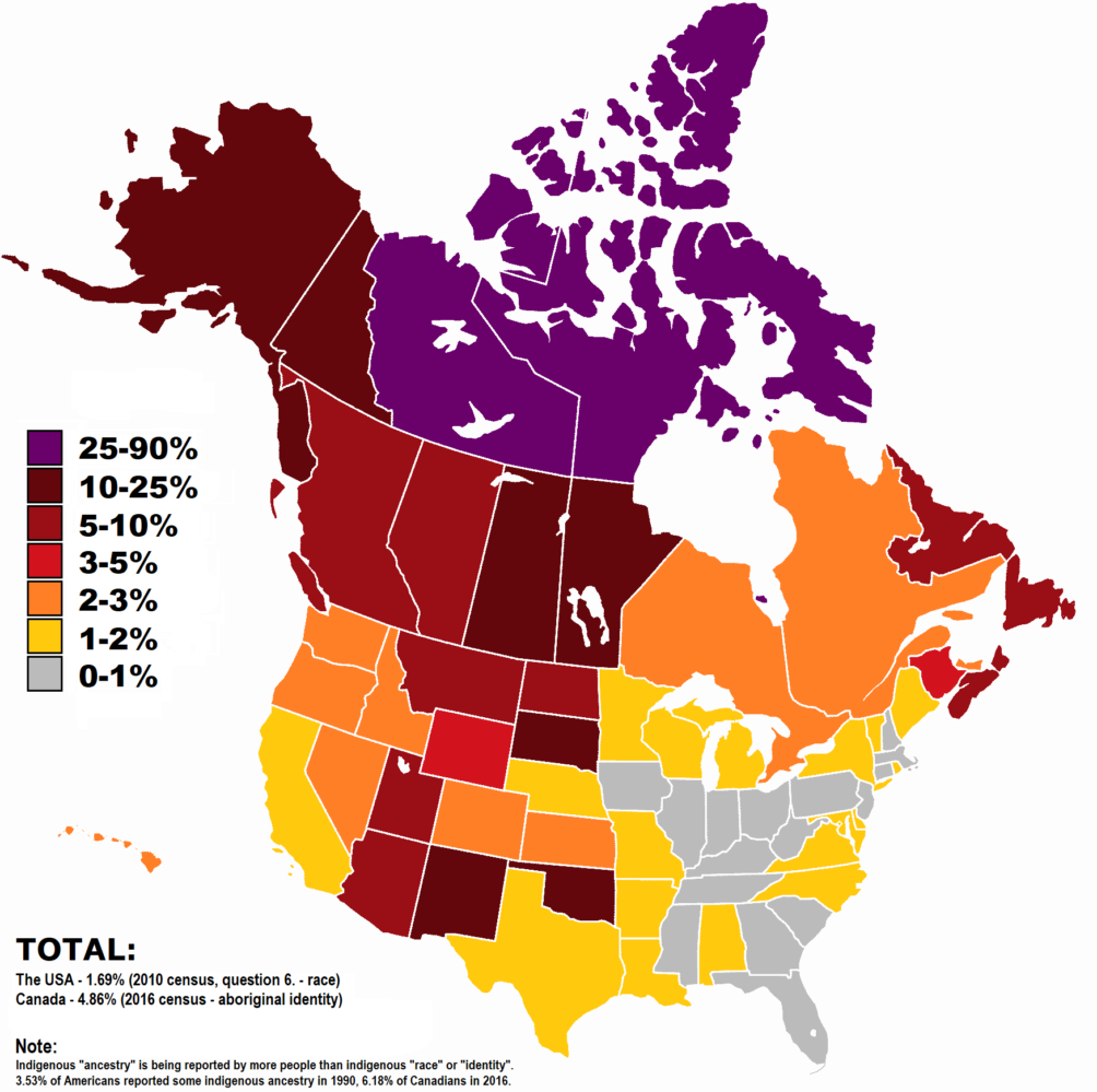 Map Indigenous people in America & Canada Infographic.tv Number