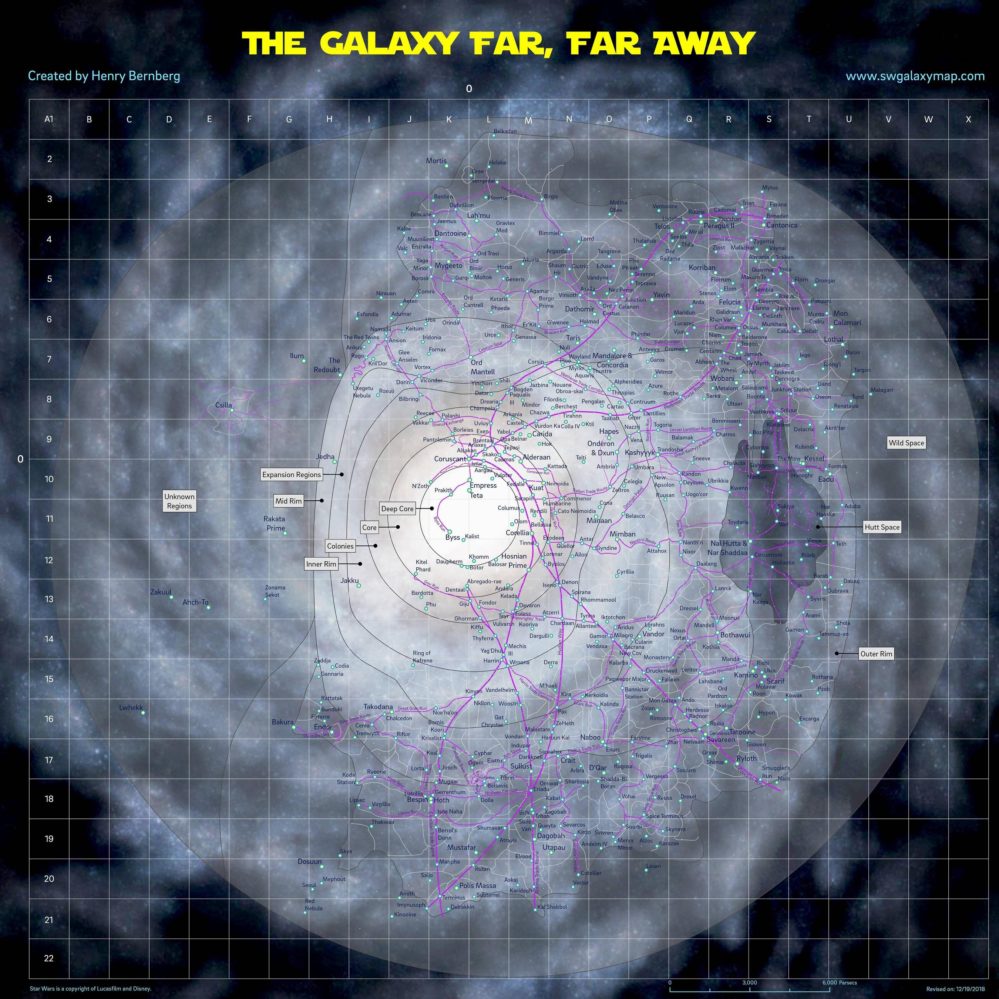 Map : My map of The Galaxy Far, Far Away (Star Wars) [OC] - Infographic ...