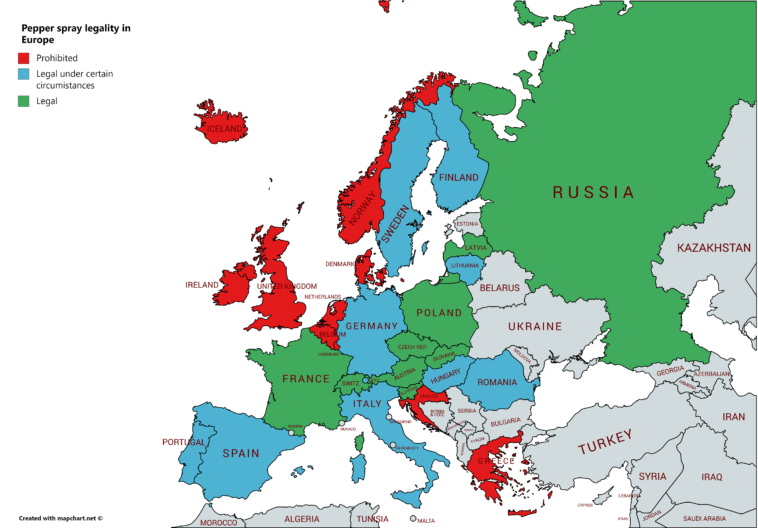 Map Pepper spray legality in Europe Infographic.tv Number one