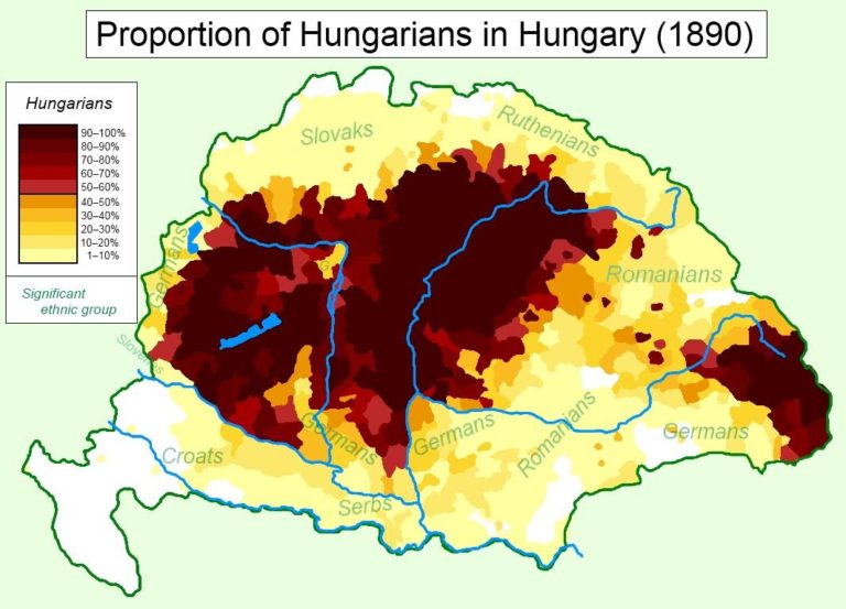 Map : Populations in the Hungarian half of Austria-Hungary ...