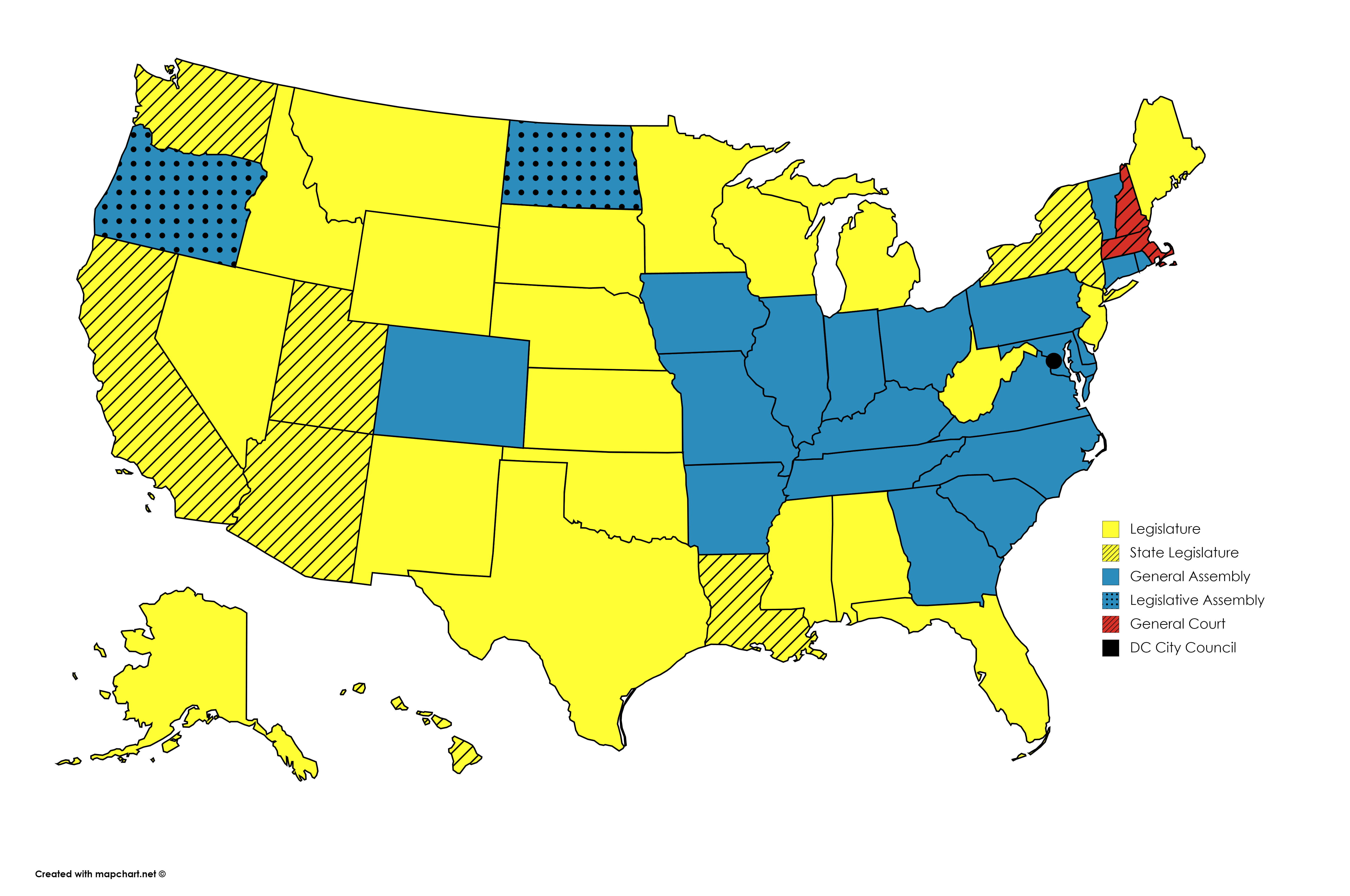 Map : What each state calls its legislative branch of government ...