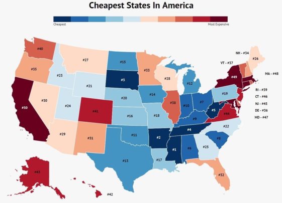 Visual : Cheapest states to live in - Infographic.tv - Number one