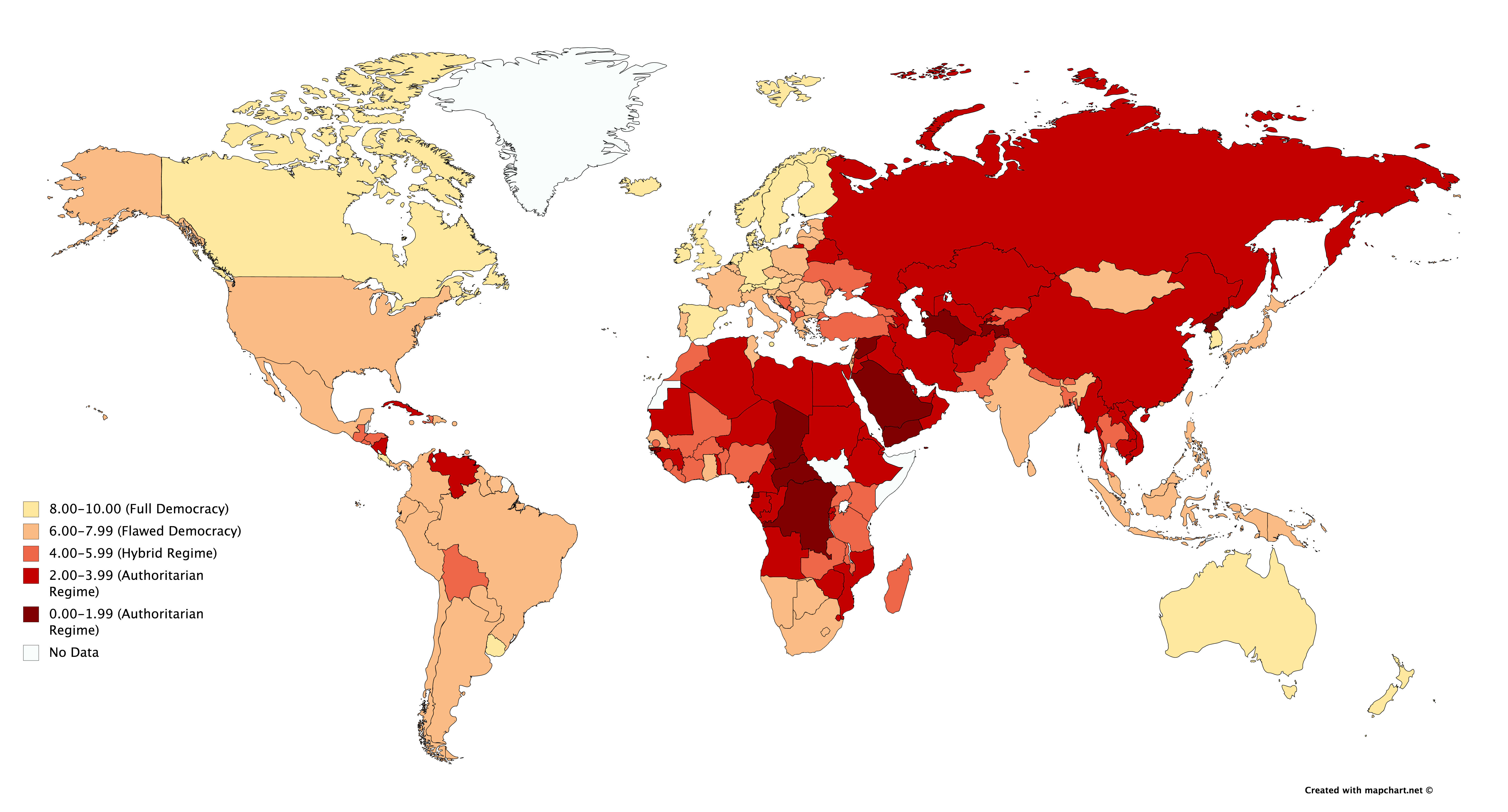 Map : 2018 EIU Democracy Index - Infographic.tv - Number one ...