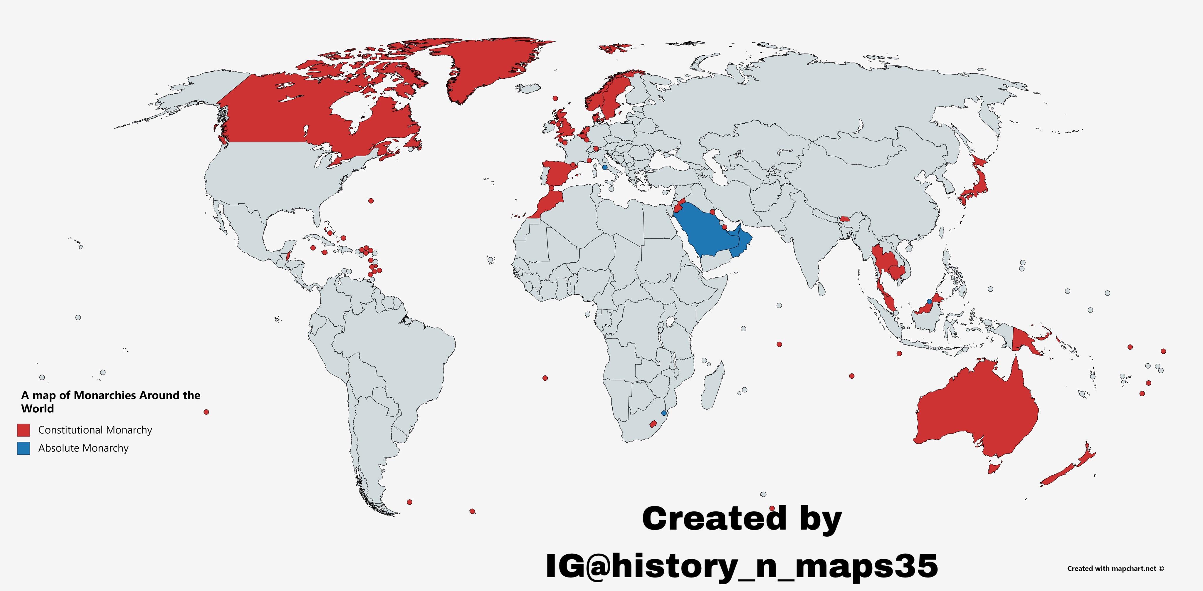 Map A Map of Monarchies Around The World Infographic.tv Number