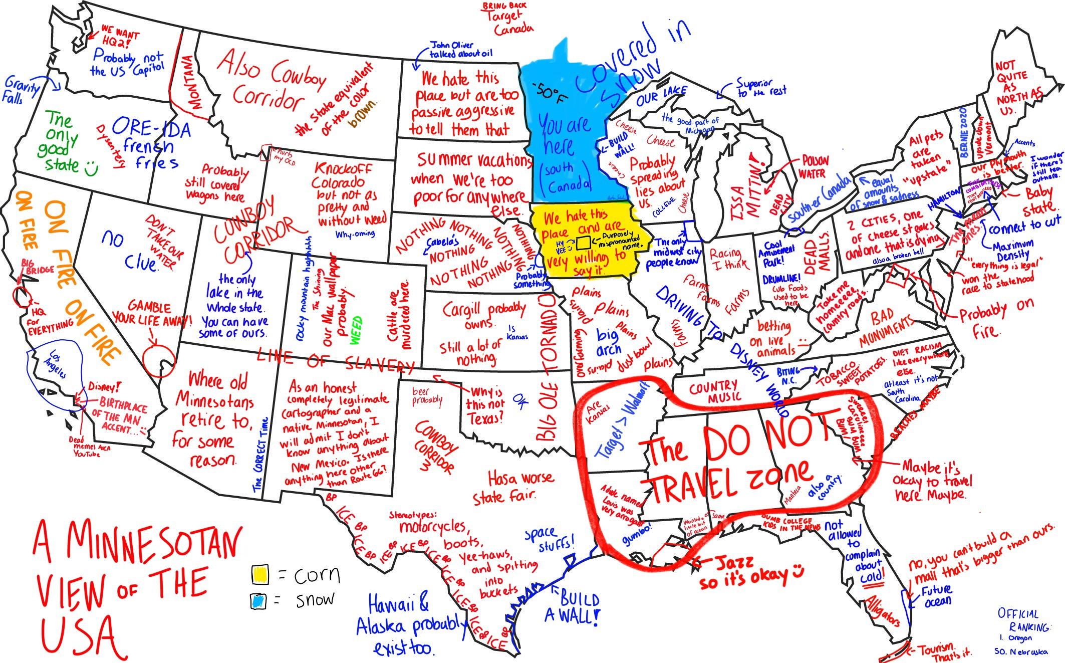 Map A Minnesotan View Of The USA Infographic Tv Number One   Map A Minnesotan View Of The USA 