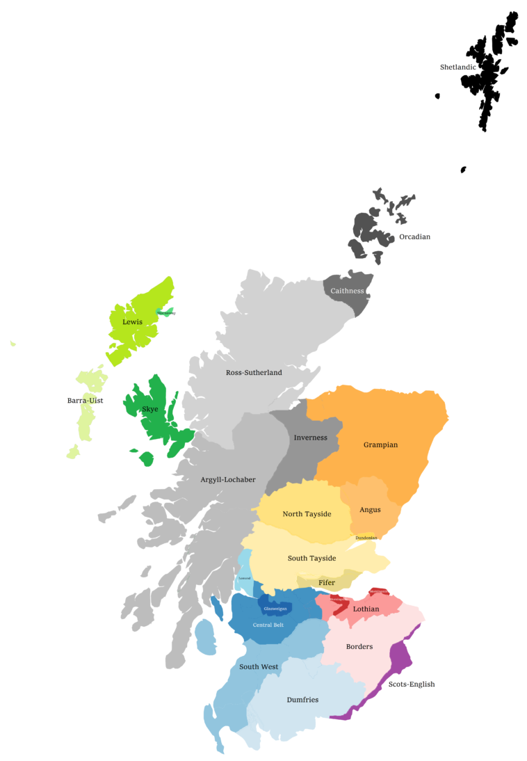 Map Dialects Of Scotland Infographic Tv Number One Infographics   Map Dialects Of Scotland 758x1094 