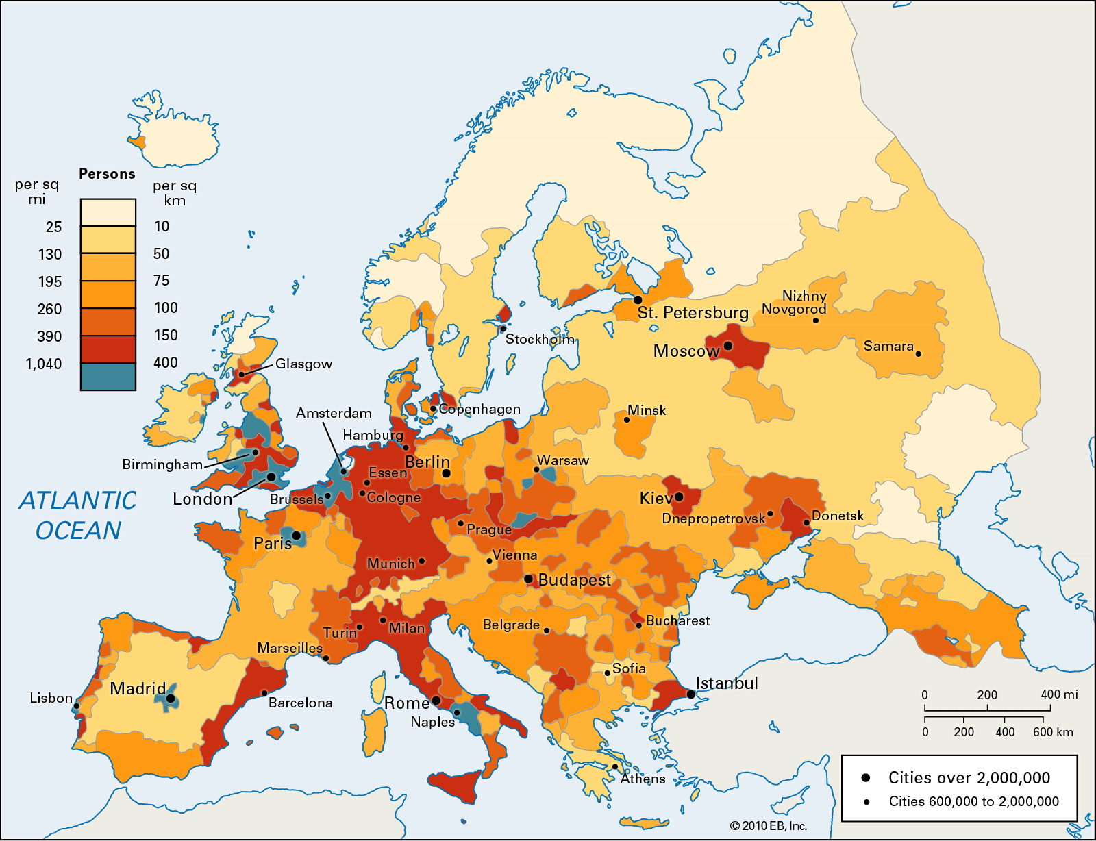 Карта стран по плотности