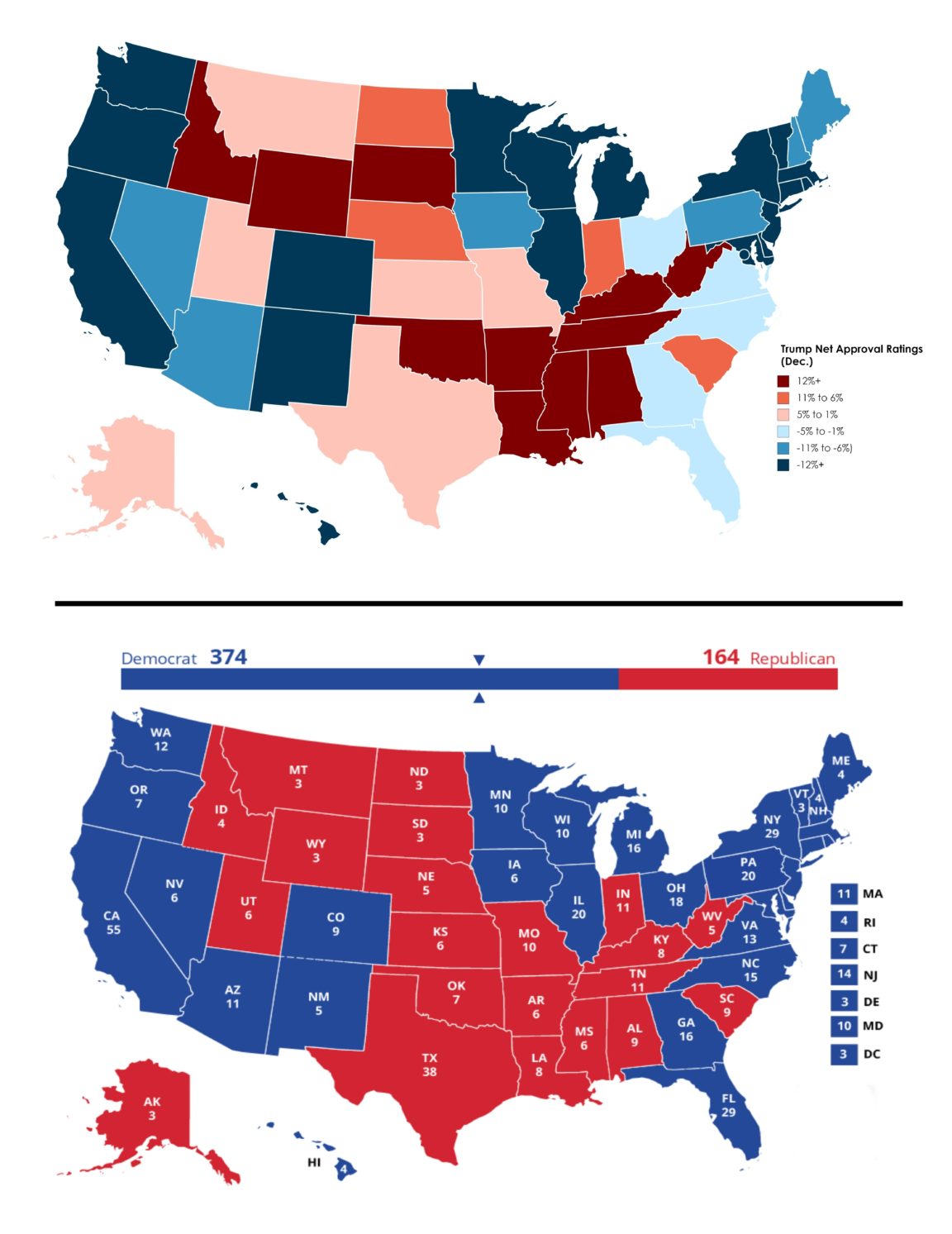 Map : [FIXED] Trump Net Approval Rating (Dec.) [OC] - Infographic.tv ...