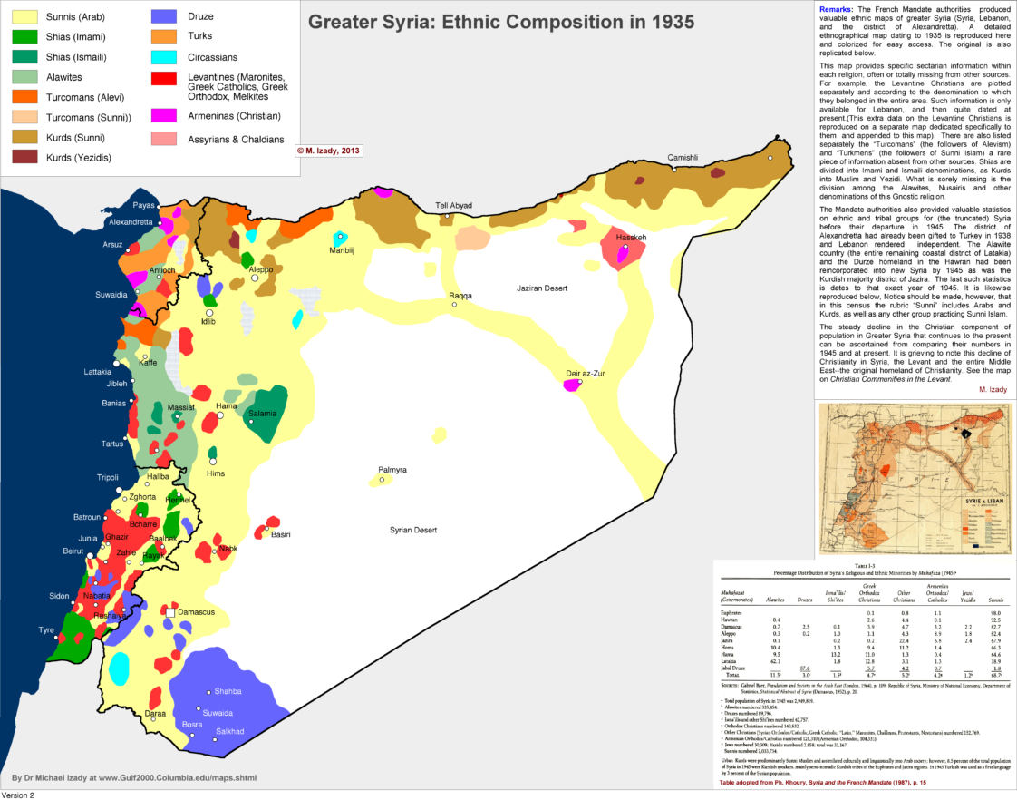 Map : Greater Syria Ethnic Map Remade with French Based Map of 1935 ...