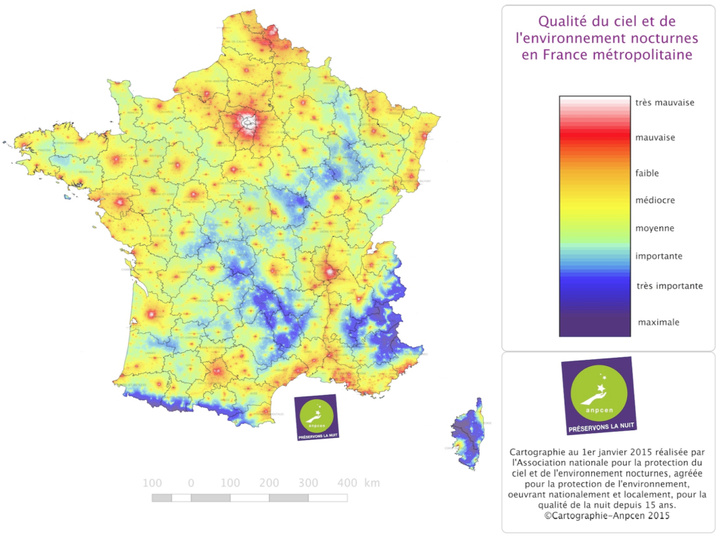 Map : Light pollution in France - Infographic.tv - Number one ...