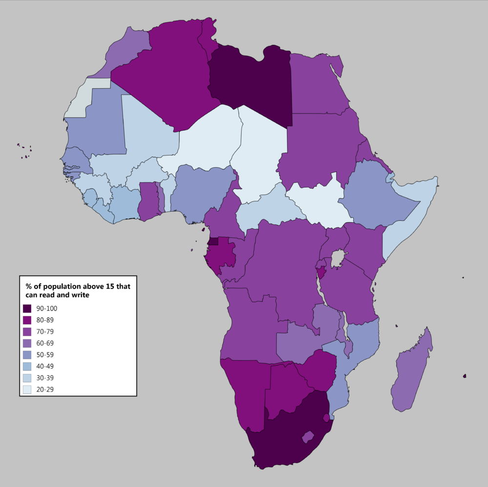 Map : Literacy Rate in Africa - Infographic.tv - Number one infographics & data Data 