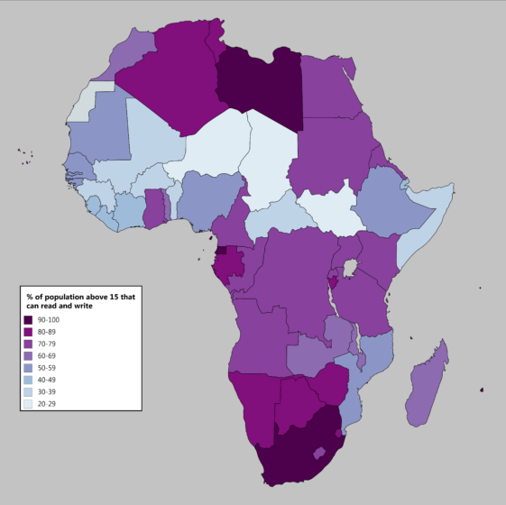 Map Literacy Rate in Africa Infographic.tv Number one