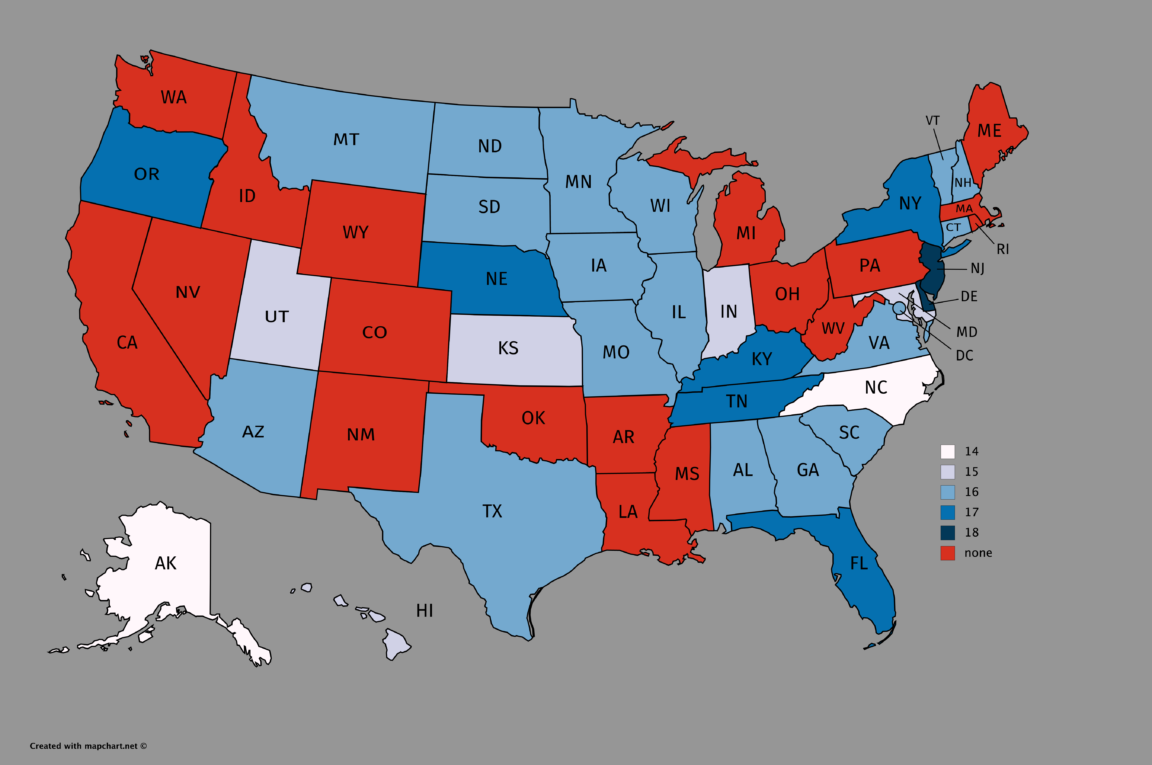 Minimum Age Map Map : Minimum Age of marriage in the United States – Infographic.tv ...