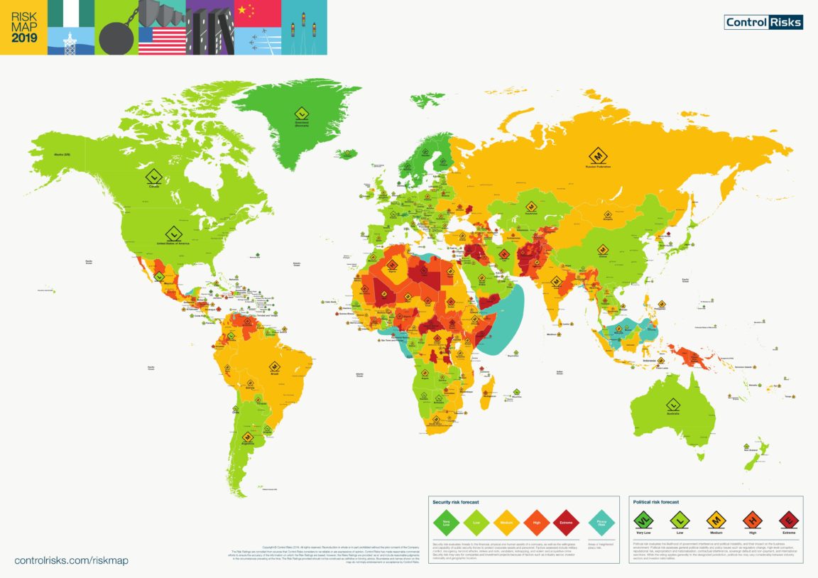 Map : Security and political risks worldwide - Infographic.tv - Number