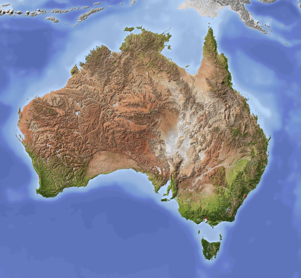 Map Shaded Relief Map Of Australia 1152x1063 