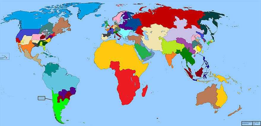 Map : The World Divided Into Regions With A GDP of 1 Trillion Dollars ...