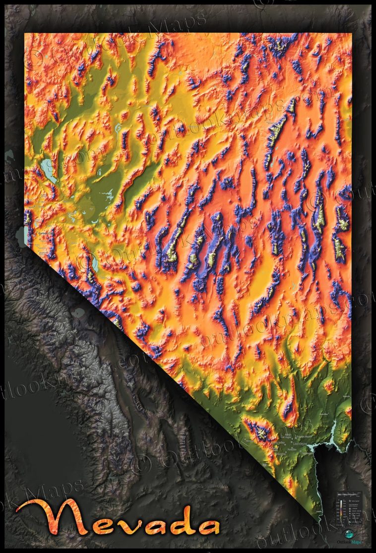 Map : Topographic Map of Nevada - Infographic.tv - Number one infographics & data Data 