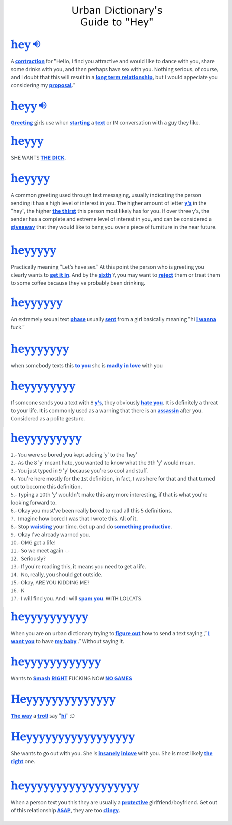 Visual A guide to the variations of "Hey" and their