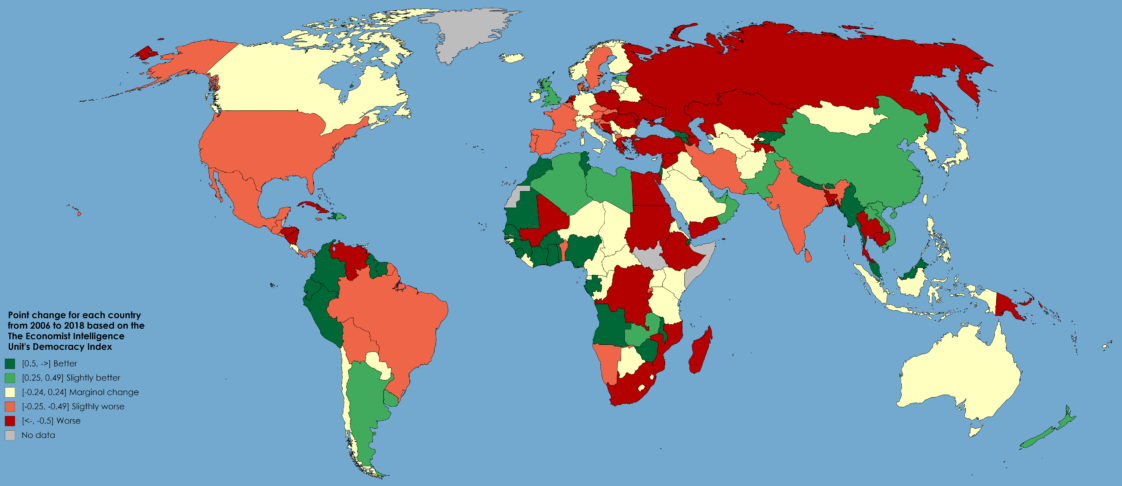 Data Visualization : Change In Each Country's Democracy Index Score ...