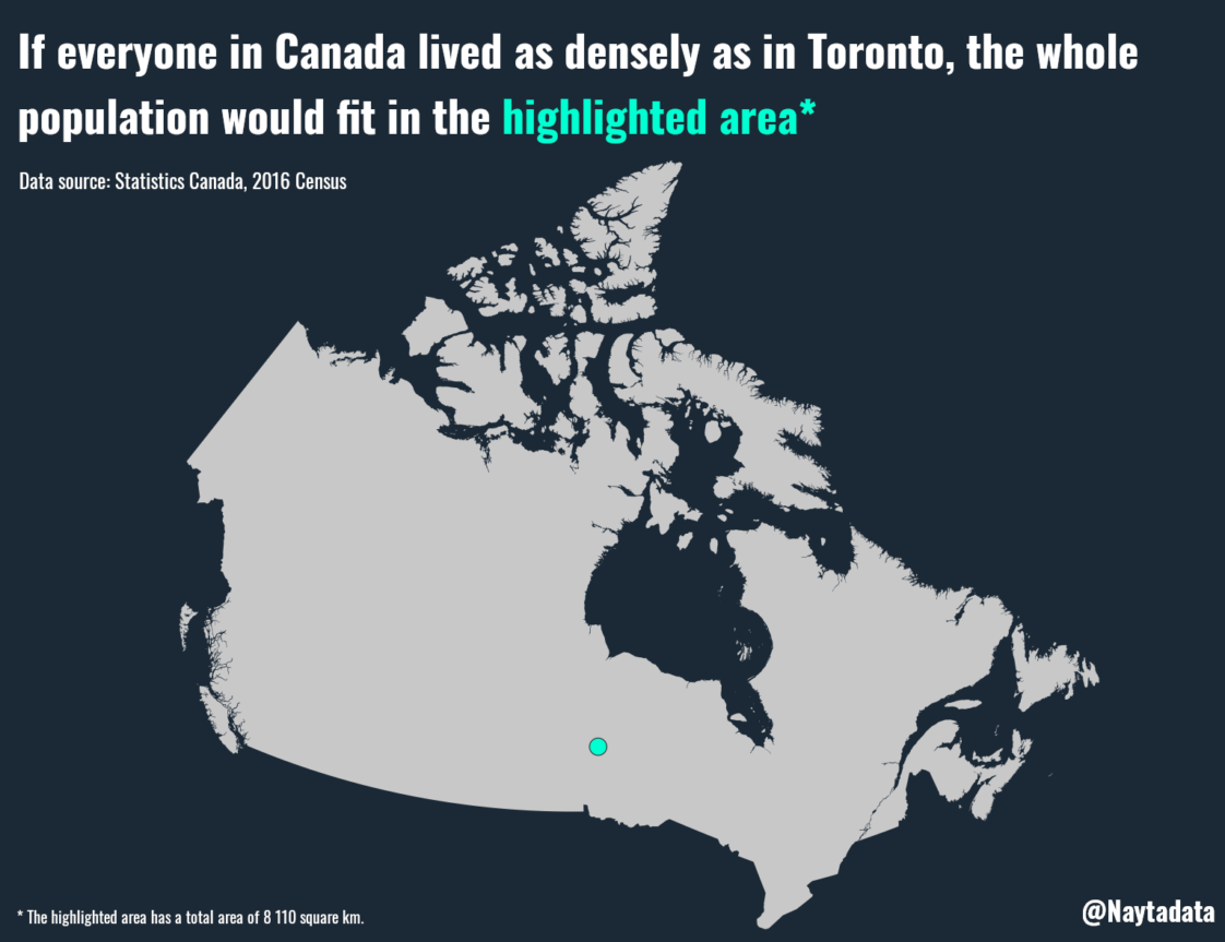 data visualization Land area needed to fit every Canadian with