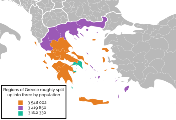 Map Greece Equally Split Up By Population Infographictv Number