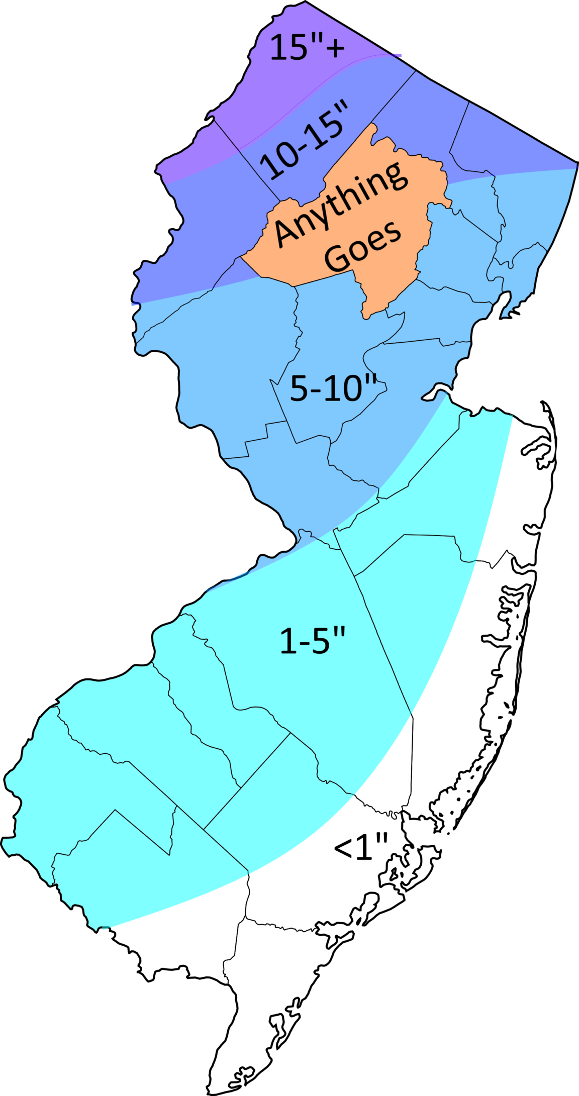 Map How most snow maps of New Jersey look like as a Morris County