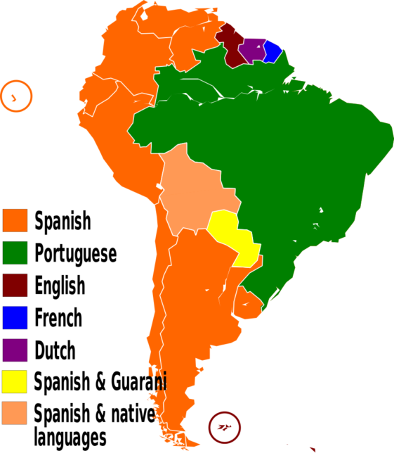 Map Languages Spoken In South America Infographic Tv Number One   Map Languages Spoken In South America 561x644 