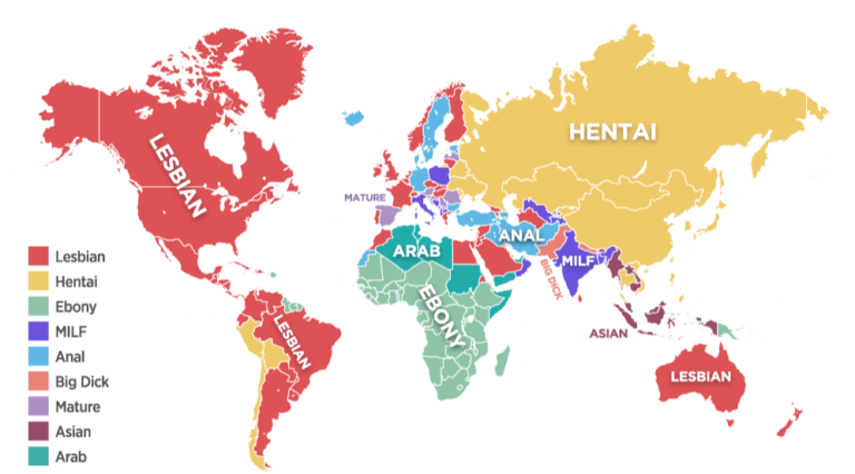 Map : Most viewed porn category by country(2018) - Infographic.tv ...