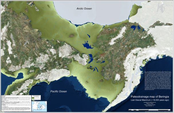 Map Paleodrainage Map Of Beringia Last Glacial Maximum 18 000   Map Paleodrainage Map Of Beringia Last Glacial Maximum 608x395 