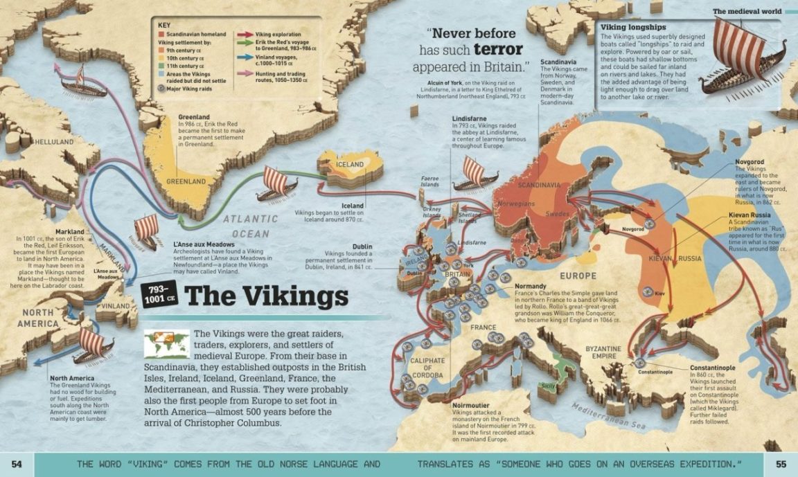 Map : The Vikings, 793-1001. - Infographic.tv - Number one infographics