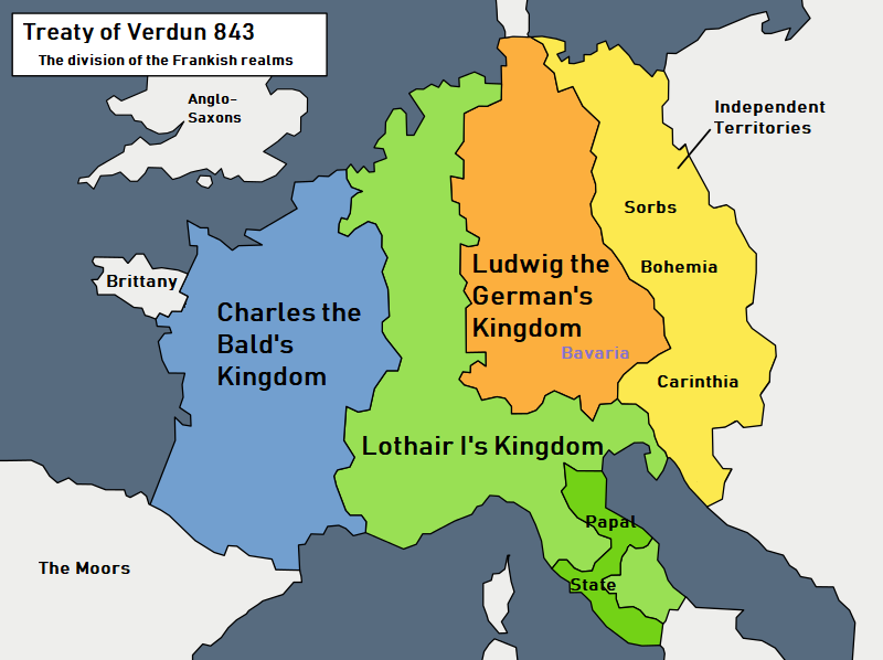 Map : Treaty of Verdun (843) - Infographic.tv - Number one infographics