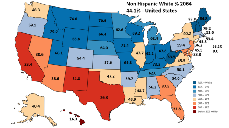 Map : White Americans by state 2064 - Infographic.tv - Number one ...