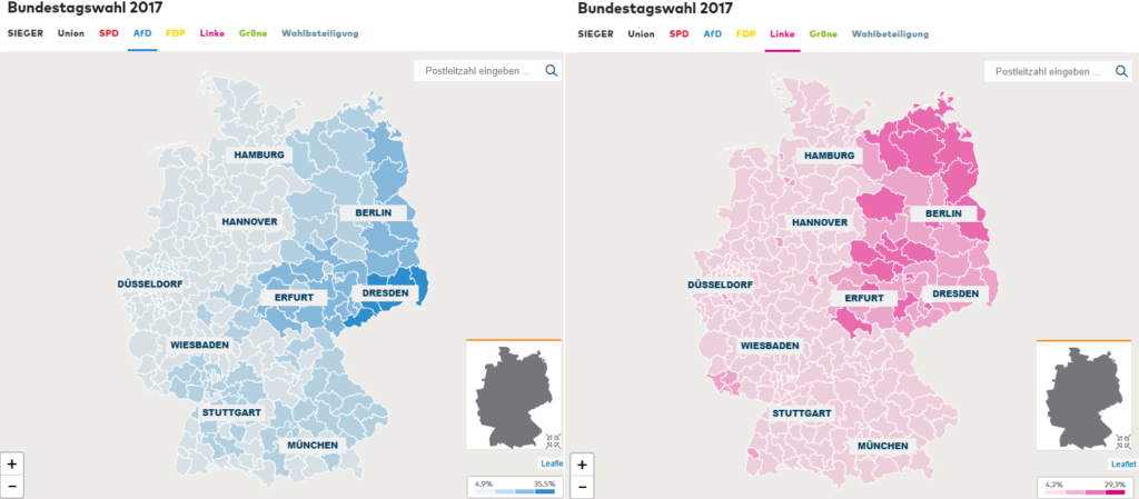 Map : You can still see the former GDR border by looking at the ...