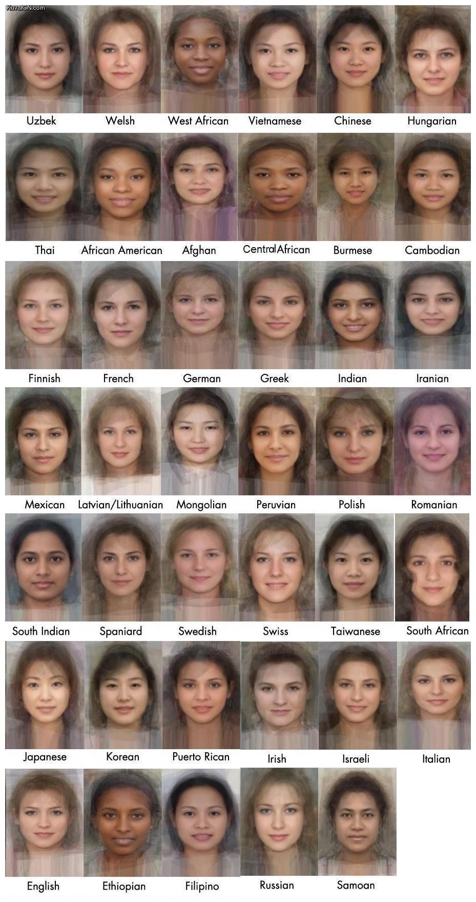 Visual Average female faces by region. Infographic.tv Number one