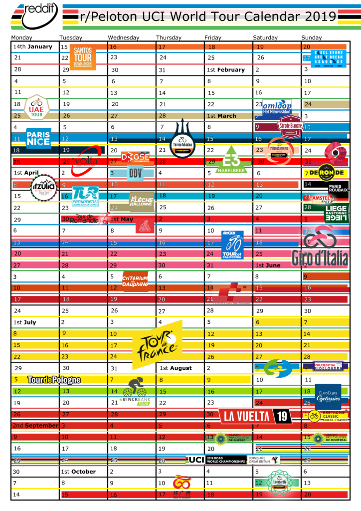 pro tour cycling calendar 2020