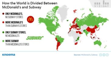 Map : “How the world is divided between McDonald’s and Subway ...