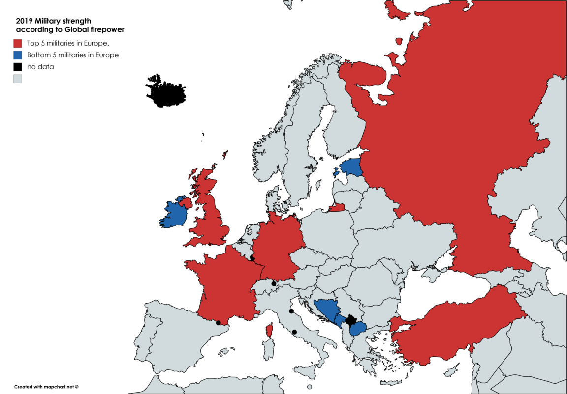 Map : 2019 Military Strength According To Global Firepower ...