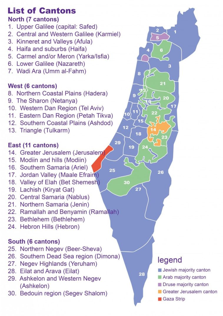 Map A Proposed Federal Solution To The Israeli Palestinian Conflict 758x1072 