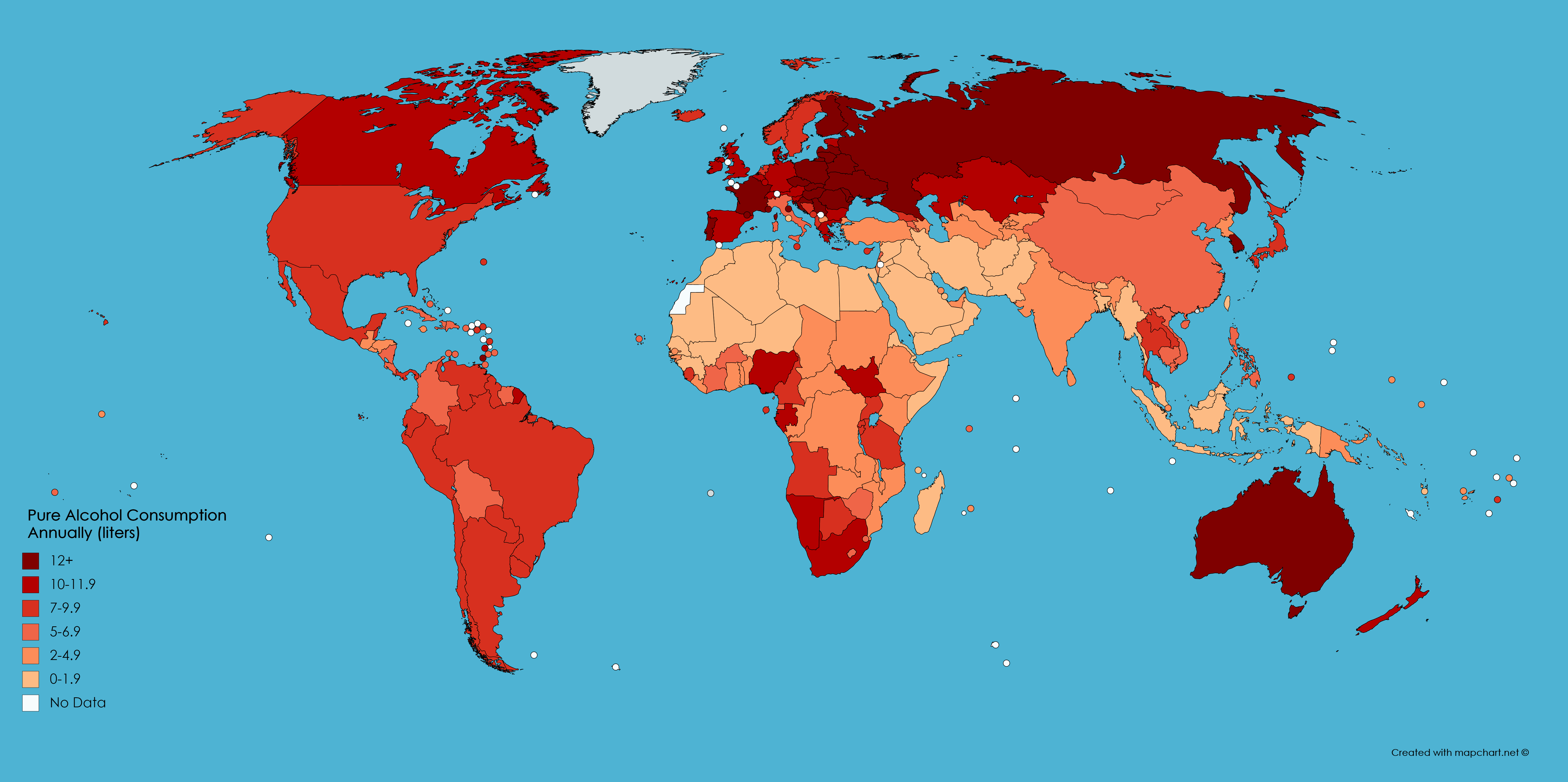 Map Alcohol Consumption Per Capita (liters) Infographic.tv Number