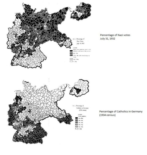 Map Catholics and Nazi percentage in Germany 1932 Infographic.tv