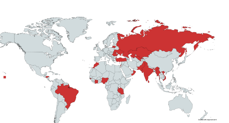 Map : Countries that moved their capitals in the 20th century