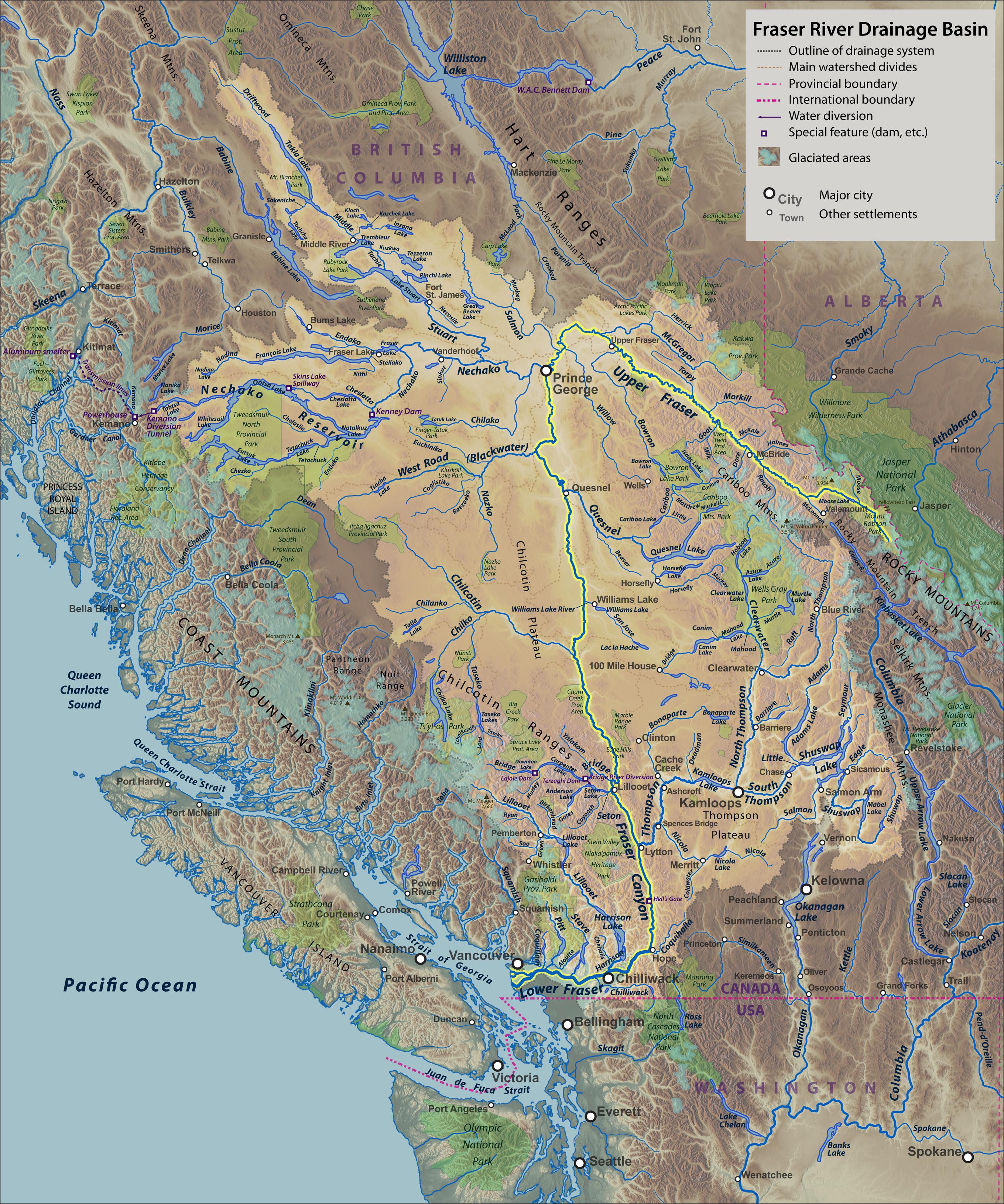 Map Fraser River Drainage Basin 