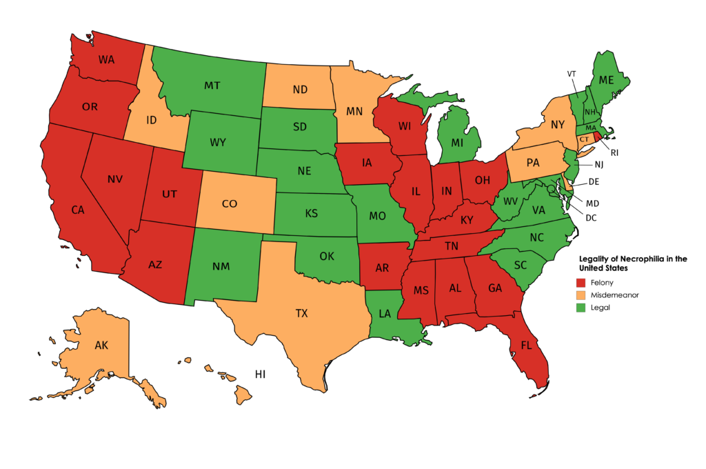 Map : Legality of Necrophilia in the United States [OC] - Infographic ...