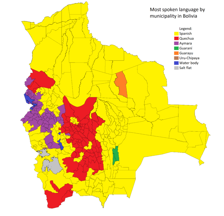 Map Map Of Most Spoken Languages By Municipality In Bolivia OC   Map Map Of Most Spoken Languages By Municipality In 768x738 