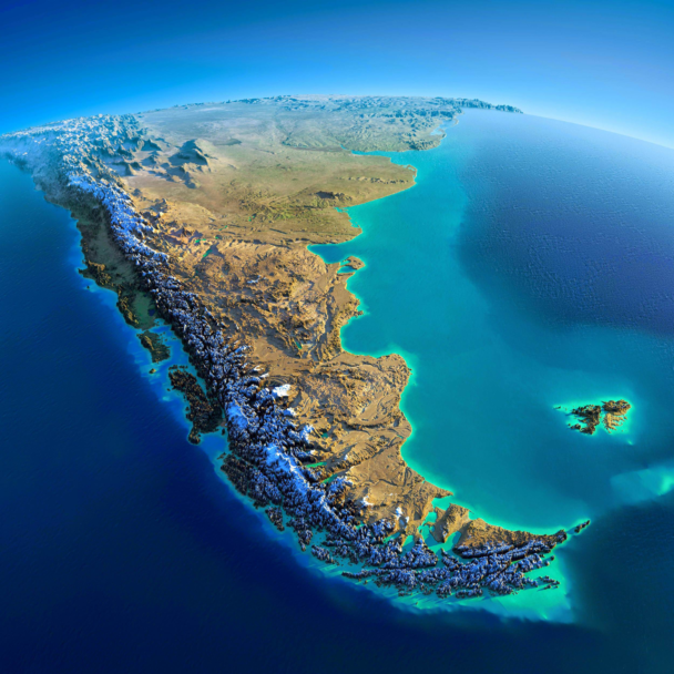 Map : Relief map of the southern portion of South America - Infographic ...