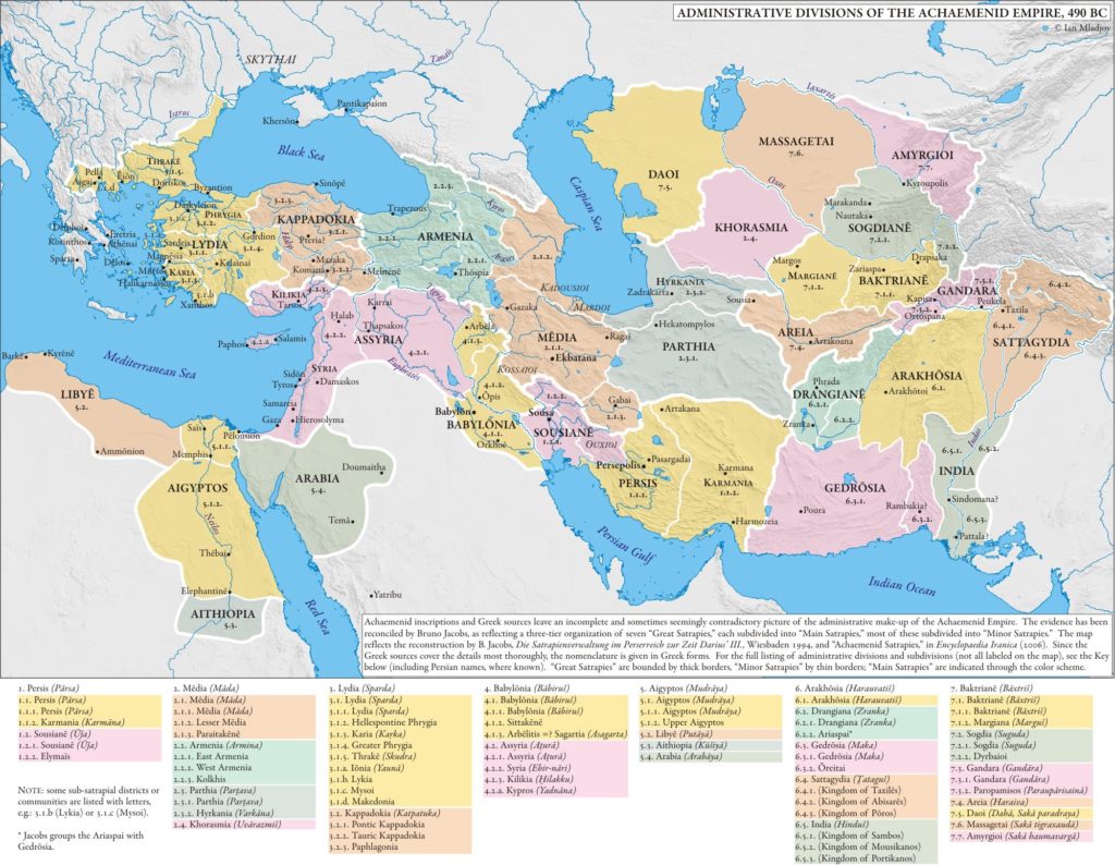 Map Satrapies Of The Achaemenid Persian Empire 490 BCE 1024x794 